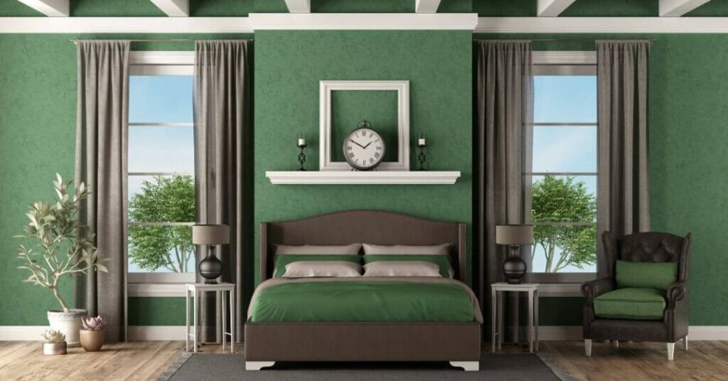 brazowa i zielona sypialnia
