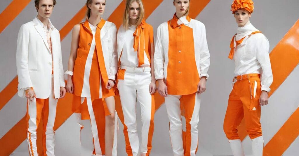 pomaranczowo biale ubrania