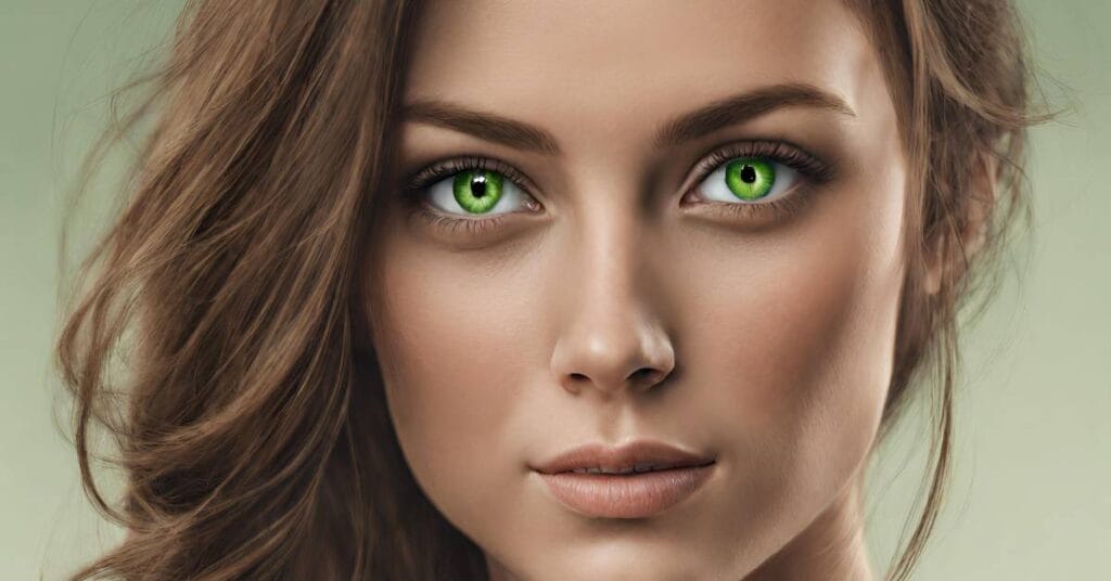 zielone oczy i brazowe wlosy