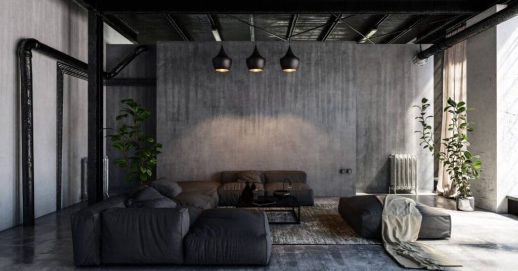 beton na scianie styl industrialny