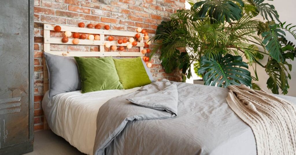 monstera w domu w sypialni ciekawy design