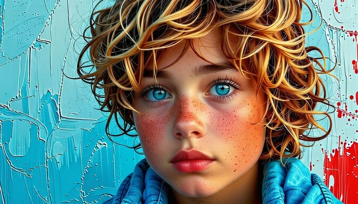 Niebieski mały chłopiec